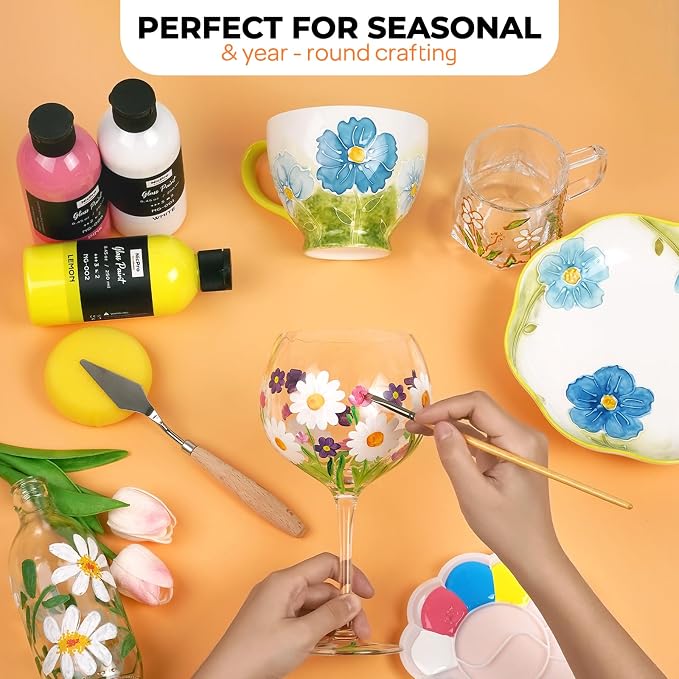 Nicpro 18 Colors Acrylic Glass Paint Set Large Bulk Enamel & Ceramic Painting - Image 8