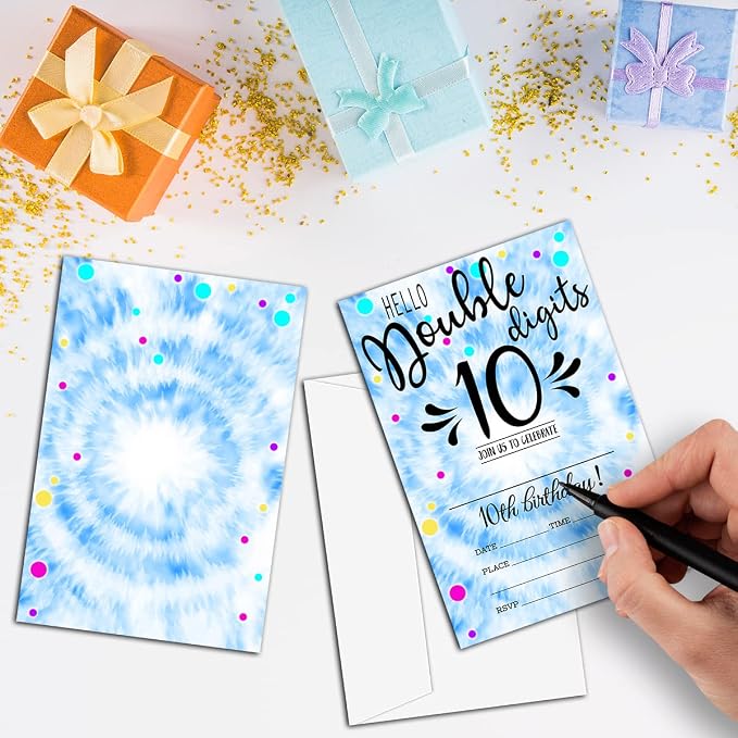 NYCTUG Double Digits 10Th Fill-In Birthday Invitation, Tie Dye Birthday - Image 3