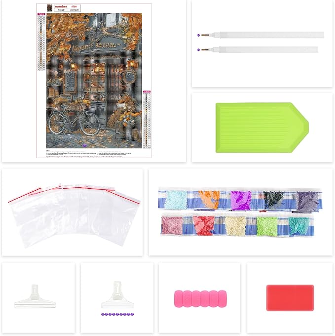Lxmsja Bike Diamond Art Kits for Adults, Fall Scenery DIY Full Drill Diamond - Image 5