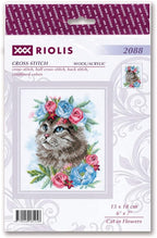 RIOLIS Cat in Flowers 2088, Cross Stitch Kits 6"x7", Cat Lovers & Advanced - Image 2