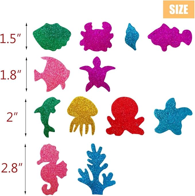 TTSAM Glitter Colorful Sea Animals Shapes Foam Stickers Self Adhesive Craft - Image 6