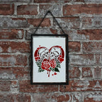1 Piece Skeleton Lover Rose Craft Art Stencil, 11.8"x11.8" Skull Couple Plastic - Image 6