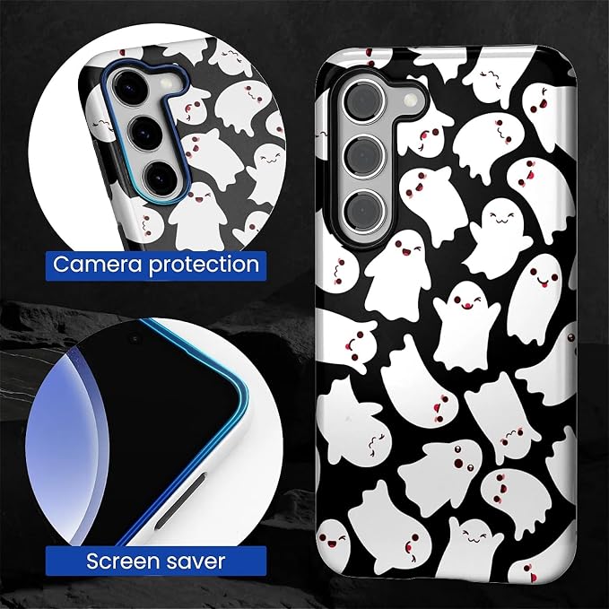 Case for Samsung Galaxy S23 Plus Case, Halloween Ghosts Bats Design Hybrid Dual - Image 2