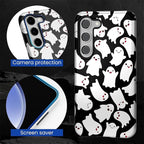 Case for Samsung Galaxy S23 Plus Case, Halloween Ghosts Bats Design Hybrid Dual - Image 2