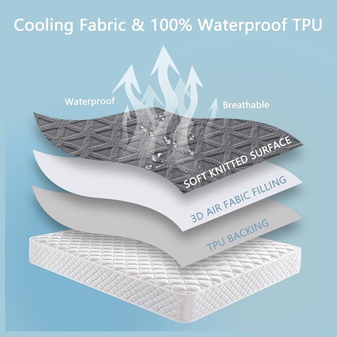 Premium Waterproof Mattress Protector King Size, Breathable Bed Cover 3D Air - Image 6