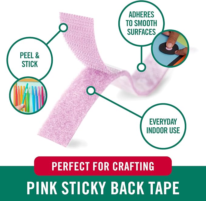 VELCRO Brand Colors | Pink Sticky Back Tape | 10ft Roll - Image 2