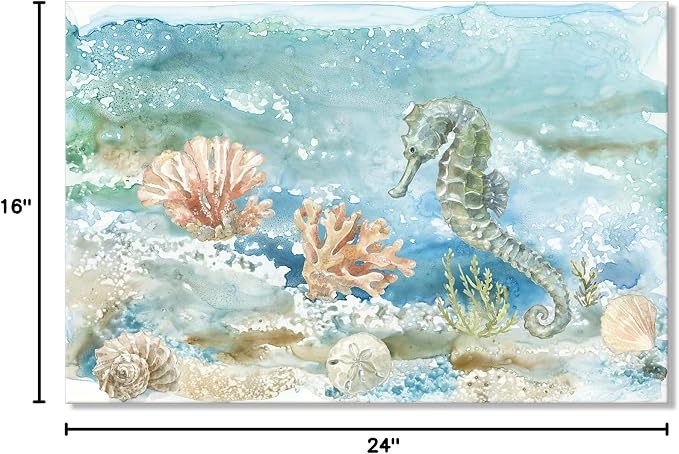Seahorse Canvas Art Ocean Wall Decor Coastal Marine Sea Life Themed Painting - Image 7