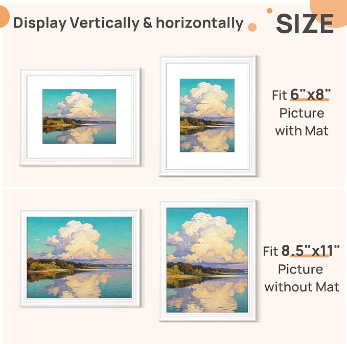 upsimples 8.5 by 11 Picture Frame, Vintage Frames Decor, Wall or Tabletop - Image 2