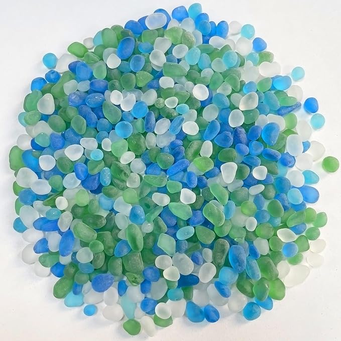 Glass Stones, 0.85LB/385g Mix Blue Green White Glass Rocks by RCFFDL