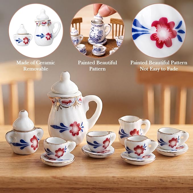 Geiserailie 2 Set 1:12 Dollhouse Miniature Porcelain Tea Cup 30 Pieces Mini - Image 3
