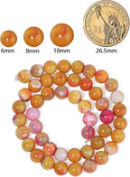 60pcs Round Loose Orange Fire Agate Beads - Image 2