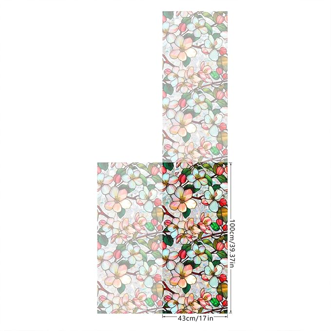 Bloss Crabapple Blossom Flower Privacy Window Film Decorative, Stain Glass - Image 5