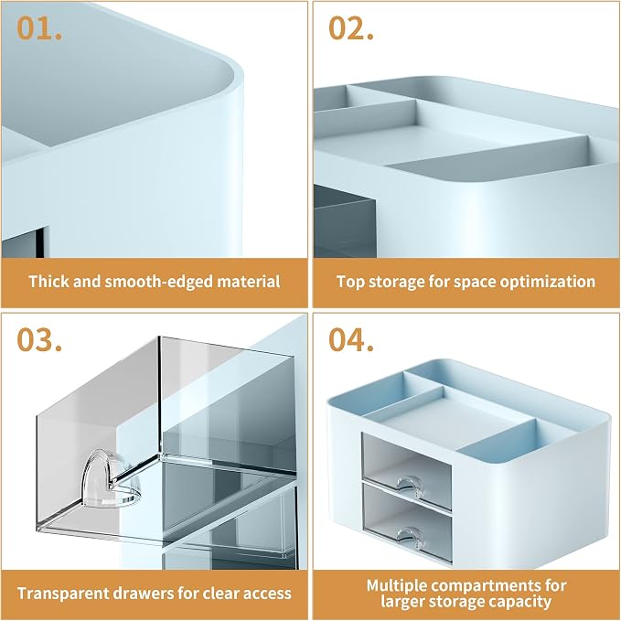 Marbrasse Pen Organizer with 2 Drawer, Desk Organizers and Accessories with 5 - Image 6