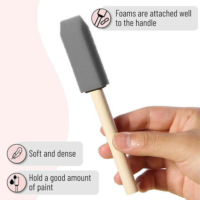 Bates- Foam Paint Brushes with Wood Handle, 1 Inch, 26 Pack, Sponge Brushes - Image 5