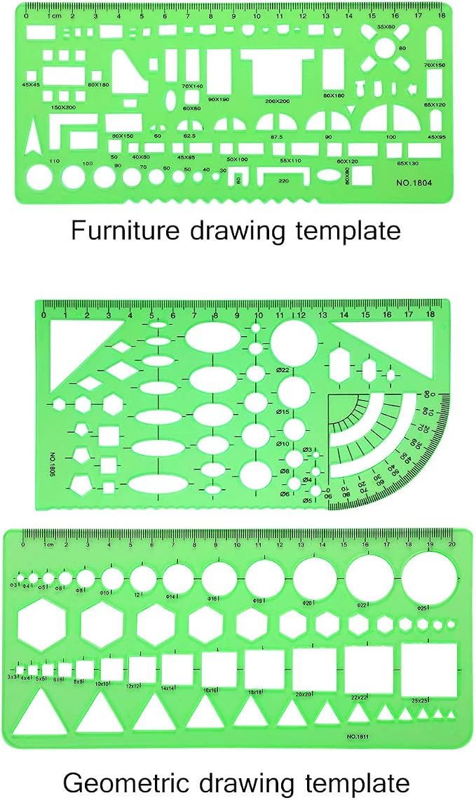 6 Pieces Plastic Measuring Templates Building Formwork Stencils Geometric - Image 3