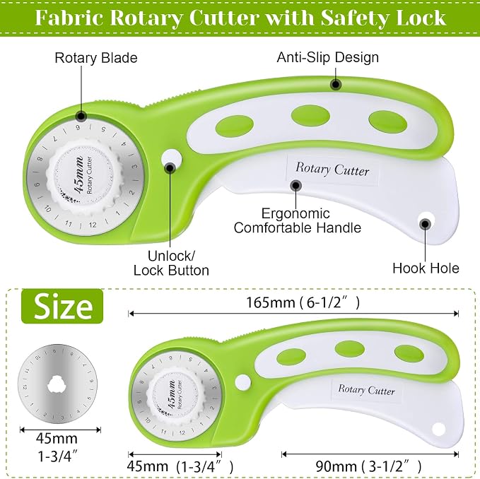 Rotary Cutter Set, Audab Self Healing Sewing Mats Rotary Cutter and Mat 45mm - Image 4