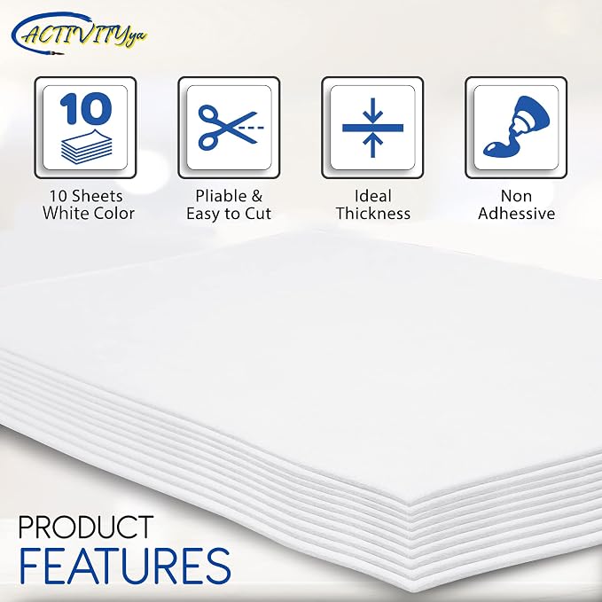 White EVA Foam Sheets, 9 x 12 Inch, 2mm Thick Handicraft Foam Paper - Image 3