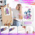 100 Sheets Watercolor Paper, Loose Drawing Paper | 140lb/300gsm White Water - Image 2