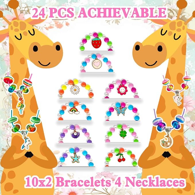 24 Pack Kids Bracelet Necklace Making Kit - Image 3