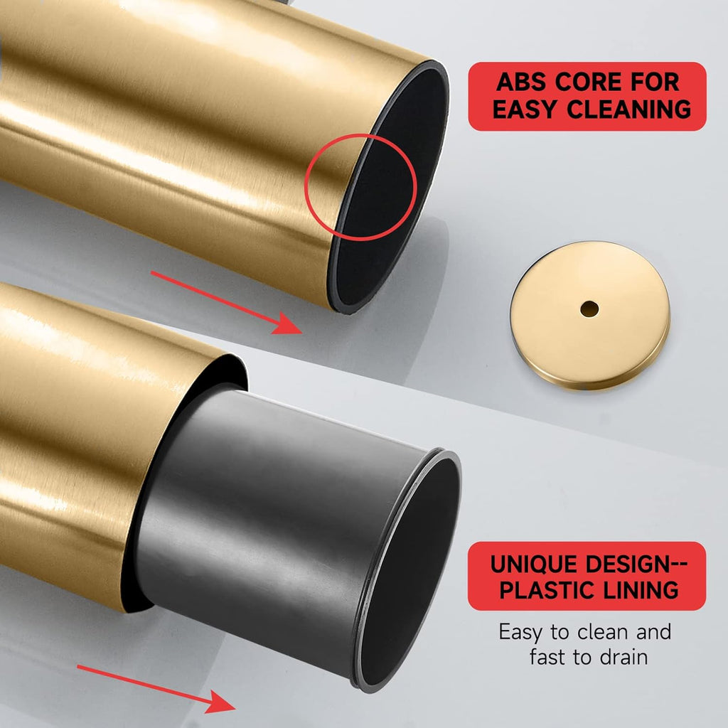 Toilet Brush with Holder for Bathroom Toilet Bowl Brush Holder Toilet Bowl Cleaner Brush Wall Mounted Toilet Brush Brushed Gold