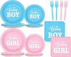 96 PCS Gender Reveal Party Supplies Gender Reveal Plates and Napkins Baby by Tevxj