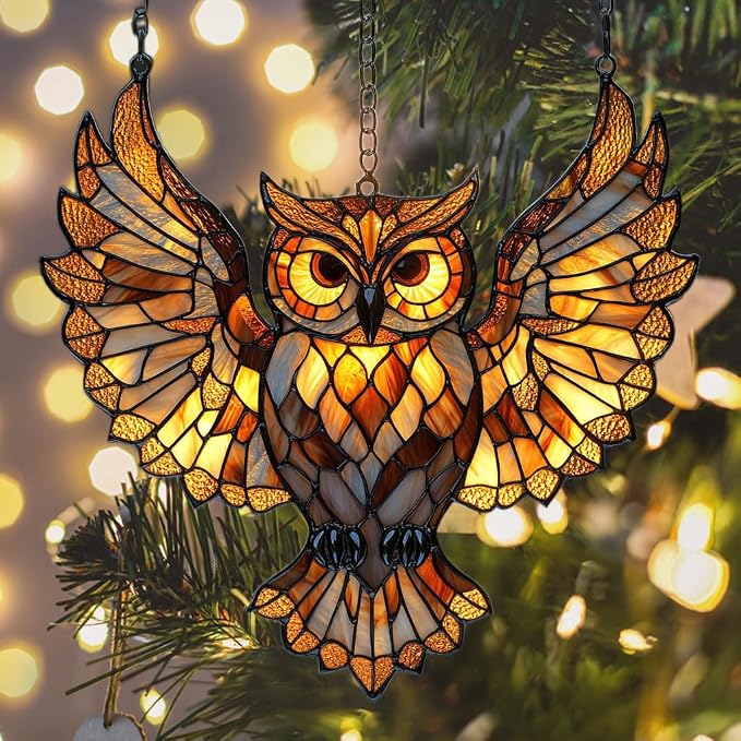 Owl Faux Tiffany Acrylic Suncatcher Stained Glass Effect Window Car Hanging - Image 6
