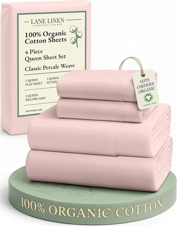 LANE LINEN Eco Friendly 100% Organic Cotton Sheets Queen Size, Mercerized by LaneLinen