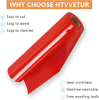 HTVVETUR Red HTV Iron on Vinyl 12Inch by 35ft Heat Transfer Vinyl - Image 3