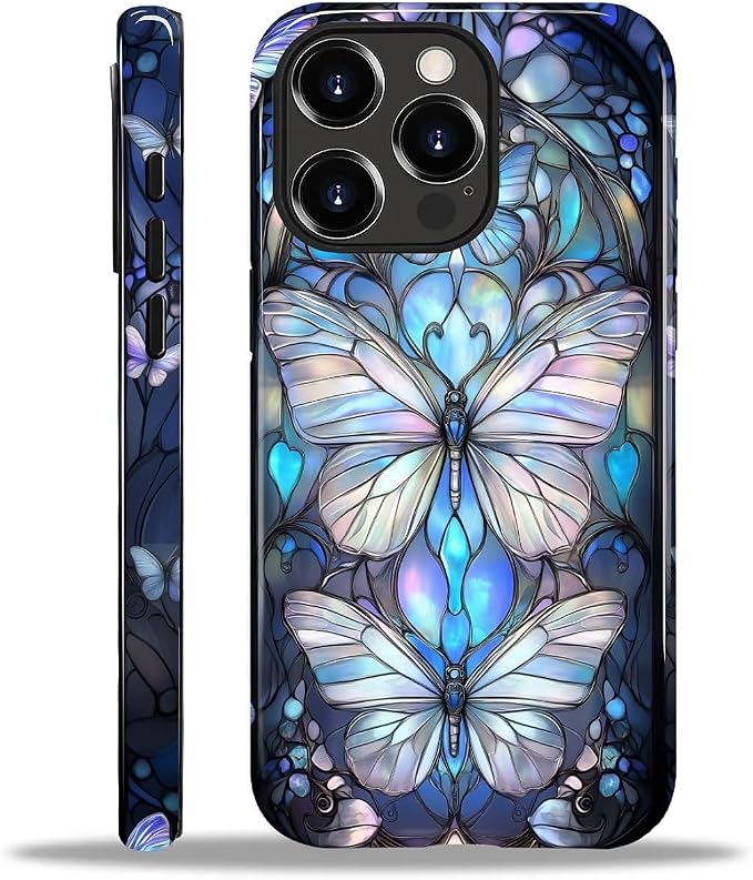 ZHEGAILIAN Case for iPhone 15 Pro, Stained Glass Butterfly Aesthetic Durable by Home