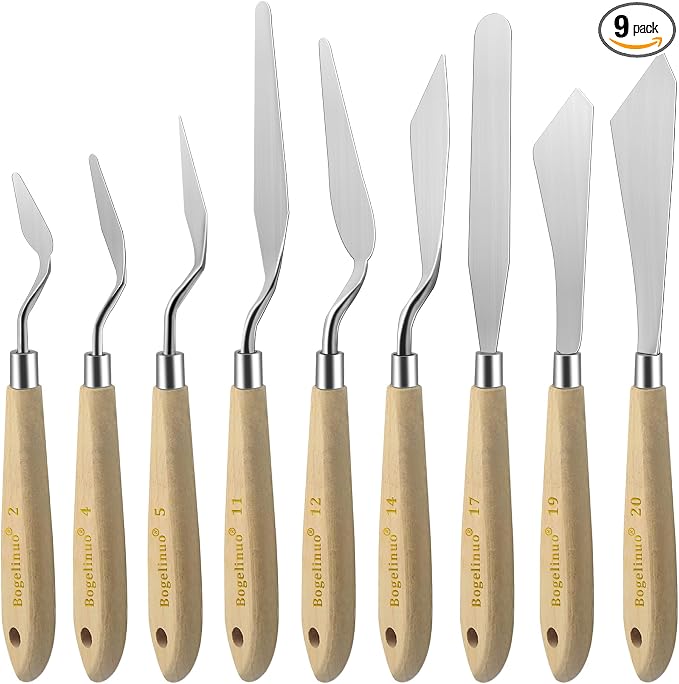 9Pcs Stainless Steel Palette Knife Set by AEBDERP