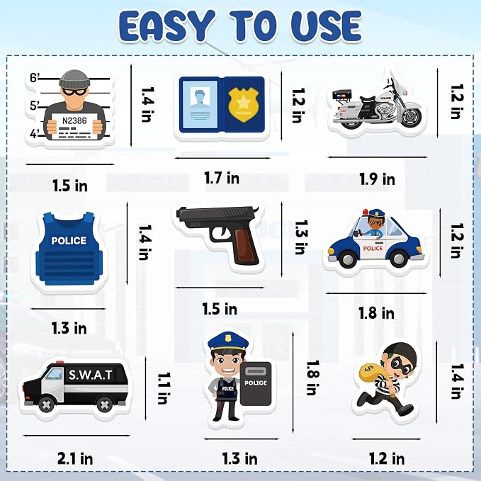 300Pcs Police Foam Stickers, Self-Adhesive Police Car Dog Stickers Cop Themed - Image 7