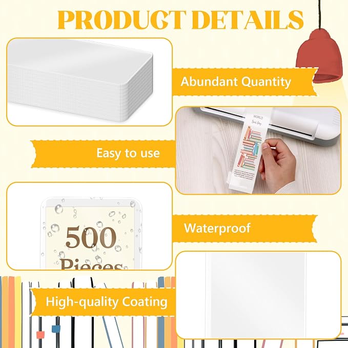 500 Pcs Bookmark Laminating Pouches 2x8inch 5 Mil Hot Laminator Sleeves DIY - Image 3