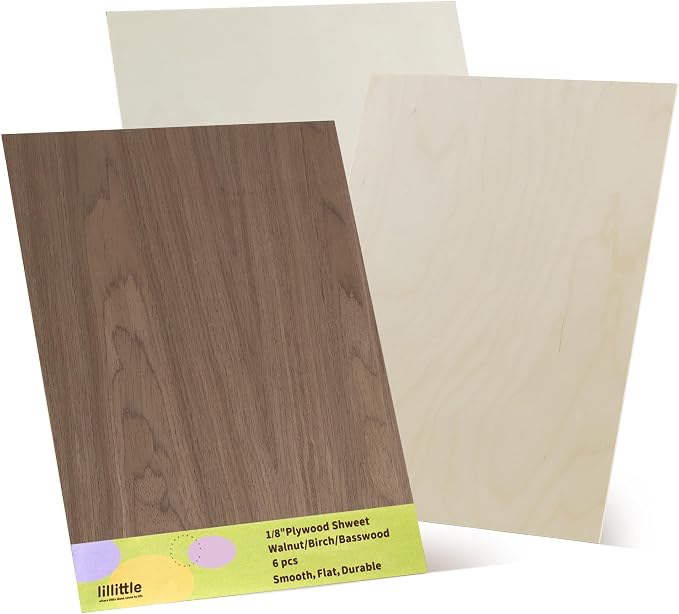6 Pack Walnut Wood Plywood Sheets, Smooth Surface, Uniform Thickness, No Burrs by lilLittle