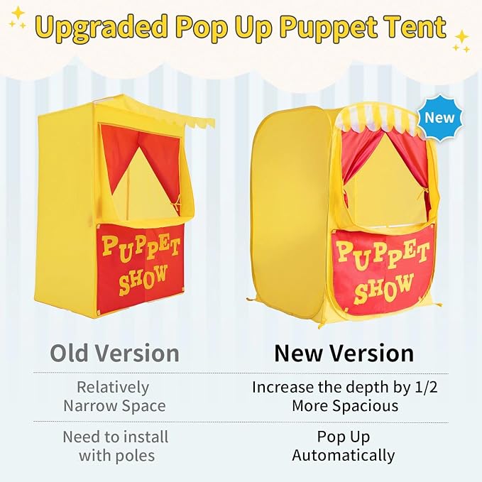 Alvantor® Pop Up Puppet Show Theater & Lemonade Stand, Pretend Playhouse Kids - Image 5