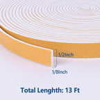 Kikerike Self Adhesive Foam Tape Weatherstrip 1/2in x 1/8in x 13Ft High Density - Image 2