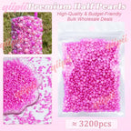 qiipii 3200PCS 4mm Rose Red Half Round Pearls Bulk - Image 2