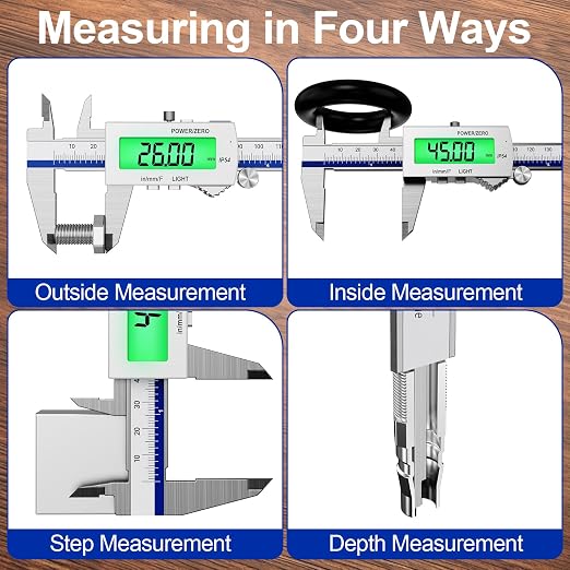 Preciva Backlight Digital Caliper, 6 Inch Rechargeable Electronic Micrometer - Image 6