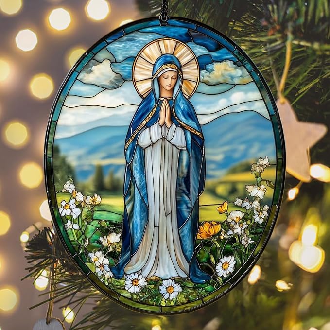 Virgin Mary Acrylic Suncatcher Stained Glass Effect Window Car Hanging - Image 6