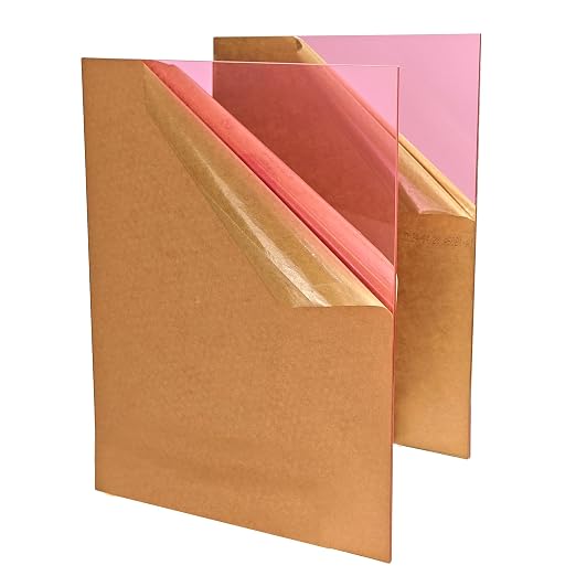 Pink Acrylic Sheets 8 * 12 inch 1/8" Thick Red Transparent Cast Acrylic by ToolinHand
