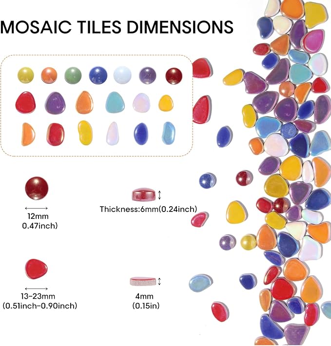 1.1 LB Ceramic Mosaic Tiles for Crafts Bulk, Mosaic Making Supplies, Iridescent - Image 4