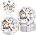 40Pcs Snowman Paper Plates Napkins Supplies Disposable Let It Snow Baby Shower by Unknown
