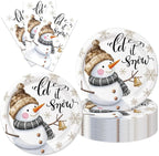 40Pcs Snowman Paper Plates Napkins Supplies Disposable Let It Snow Baby Shower by Unknown