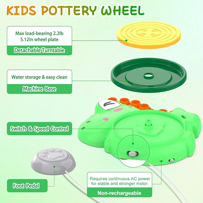 Pottery Wheel for Kids, Complete Pottery Painting Craft Kit, Arts and Crafts - Image 3
