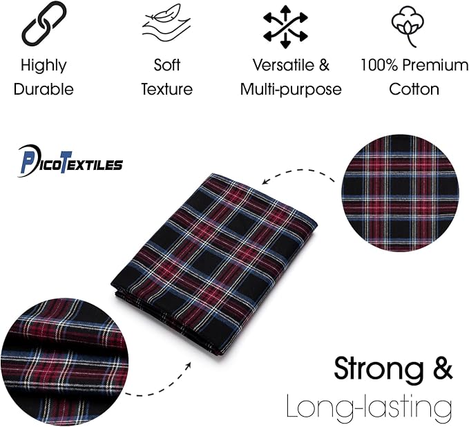 Pico Textiles 5 Yards Bolt Red and Black Tartan Plaid Flannel Fabric - Image 5