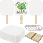 LOTMER 150 Pcs Church Fans Handheld Set, 100 Blank Cardstock Paper Fans by LOTMER