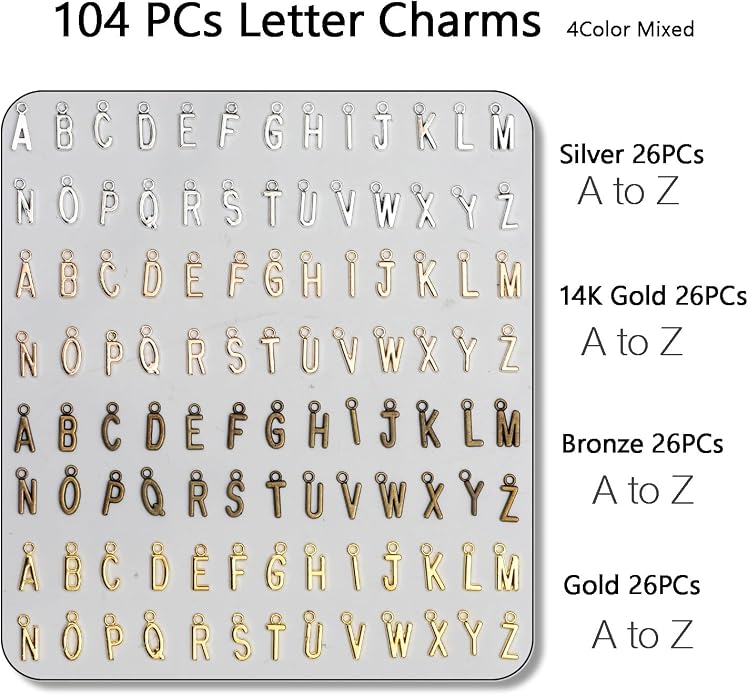 stino 200Pcs A-Z Metal Letter Charms - Image 2