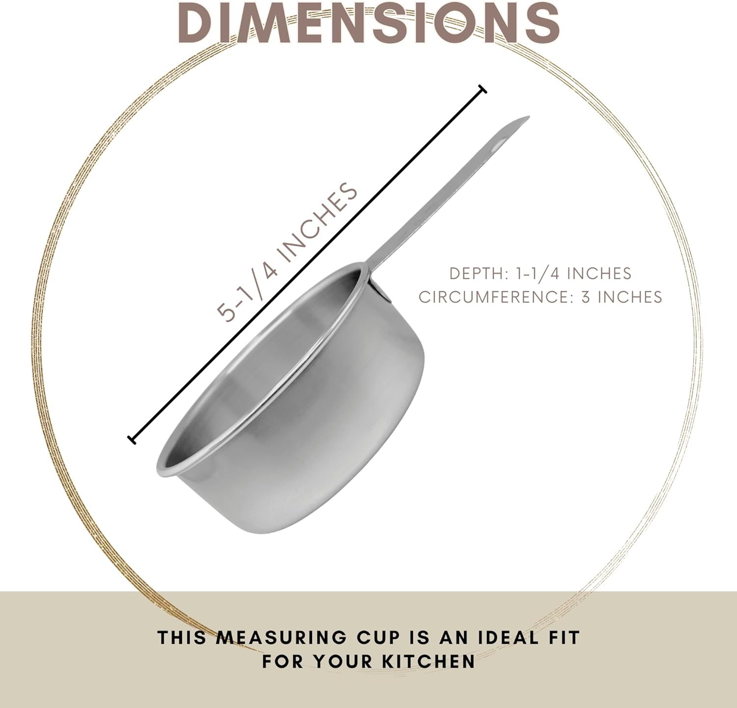1/2 Cup Stainless Steel Measuring Cup | Sturdy Metal 125 ml | 125 cc | 4 oz | Single Cup for Wet and Dry Ingredients | Great for use as 1/2 Cup Dog Food Scoop - 12 PK