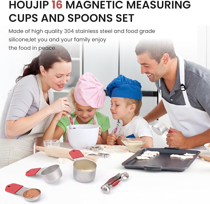 Magnetic Measuring Cups and Spoons Set-Heavy Duty 304 Stainless Steel，Double - Image 3