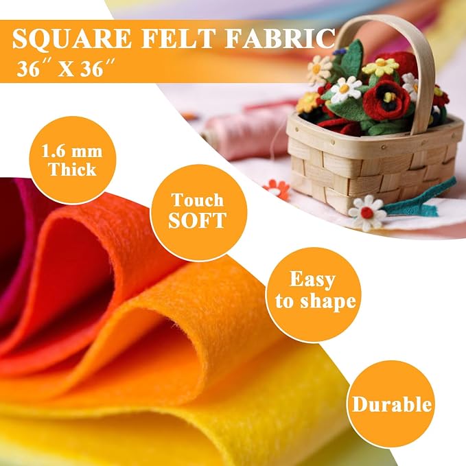 Sky Blue Felt Fabric 36" X 36", 1.6mm Thick Soft and Durable Flexible Craft - Image 2
