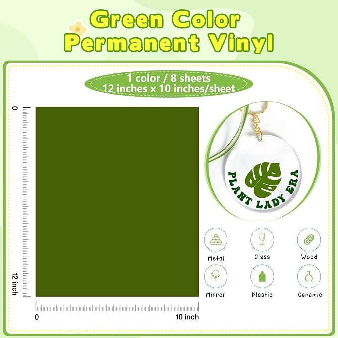 Tintnut Leaf Green Permanent Vinyl 8 Sheets 12''x10'' Adhesive Vinyl | Solid - Image 2